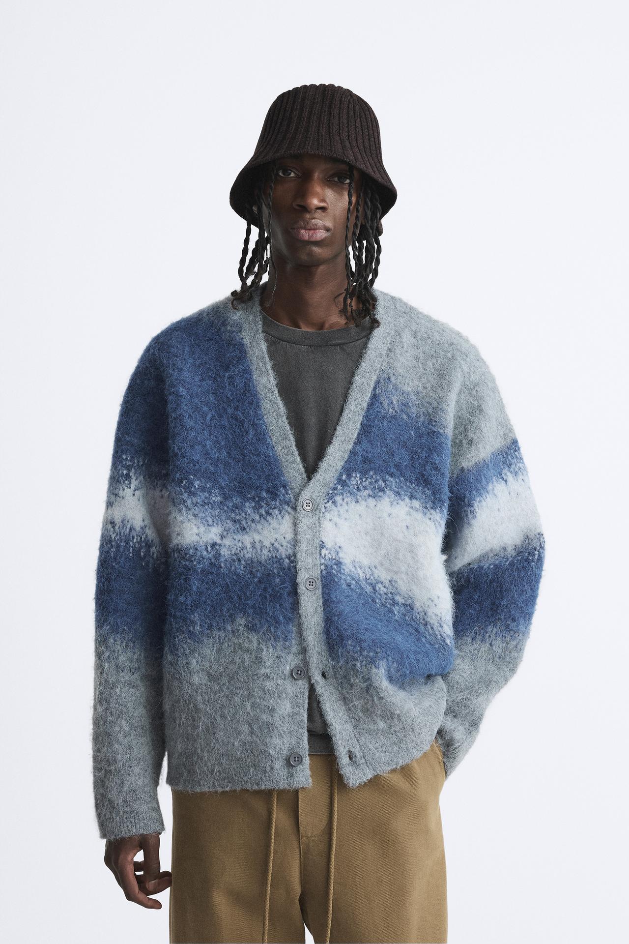 JACQUARD CARDIGAN MOHAIR EFFECT