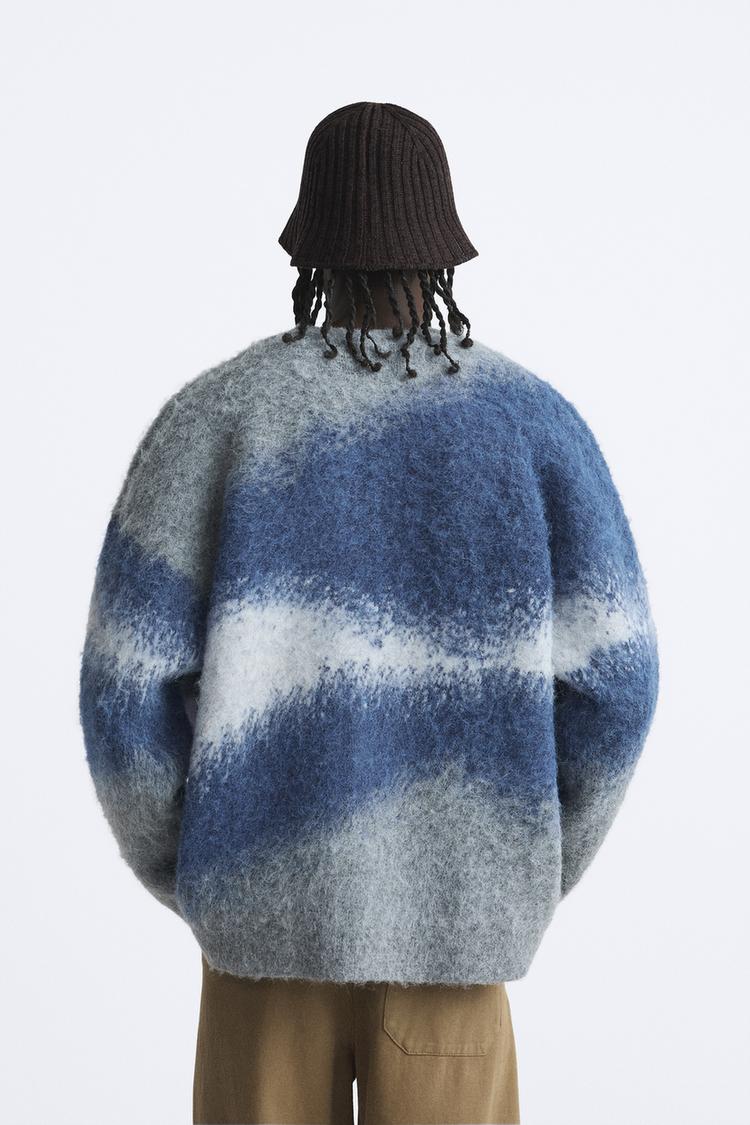 JACQUARD CARDIGAN MOHAIR EFFECT