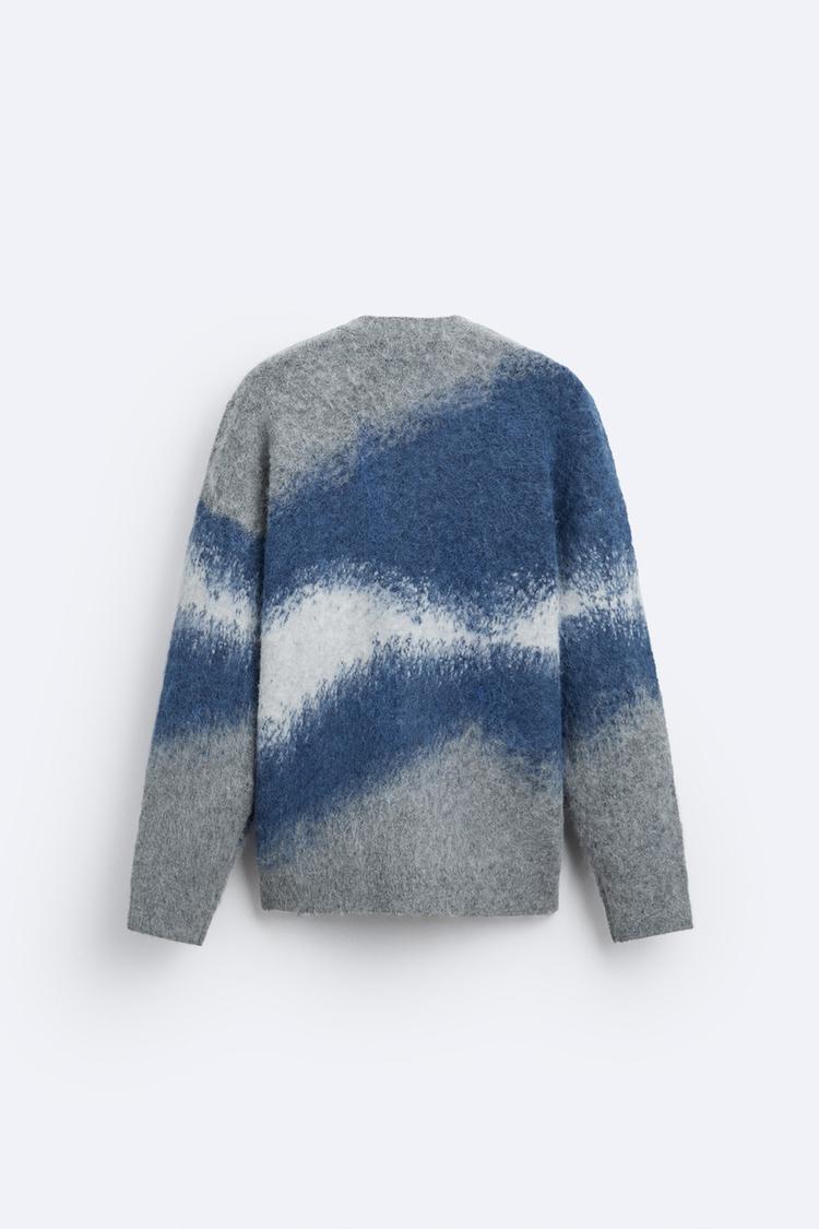 JACQUARD CARDIGAN MOHAIR EFFECT