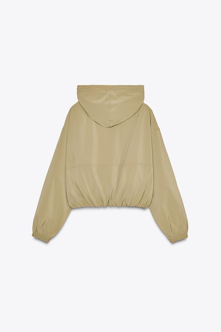 RUBBER-EFFECT BOMBER JACKET WITH HOOD