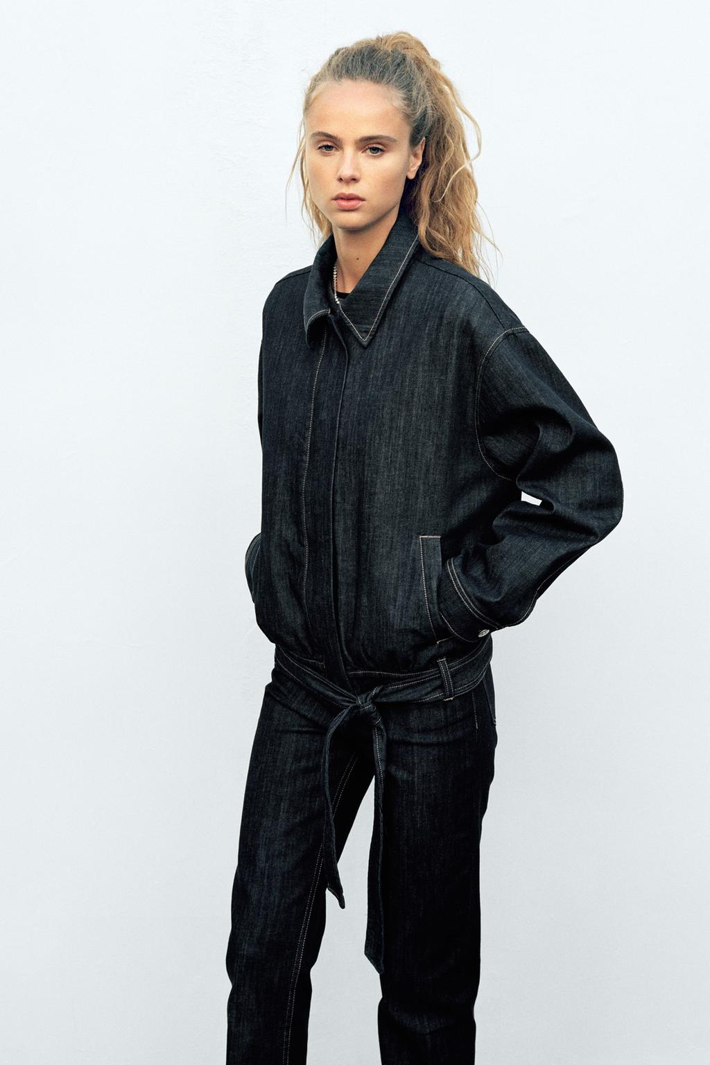 TRF DENIM JACKET WITH BELT