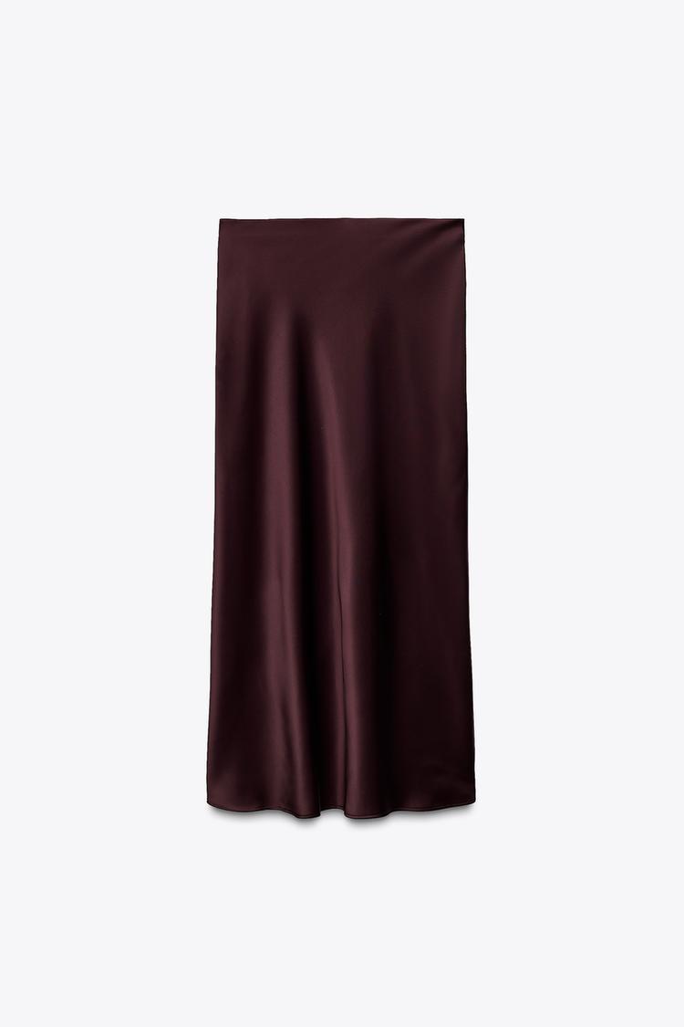 SATIN MIDI SKIRT