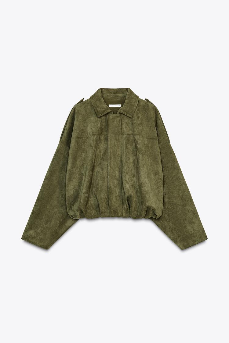FAUX SUEDE BOMBER JACKET