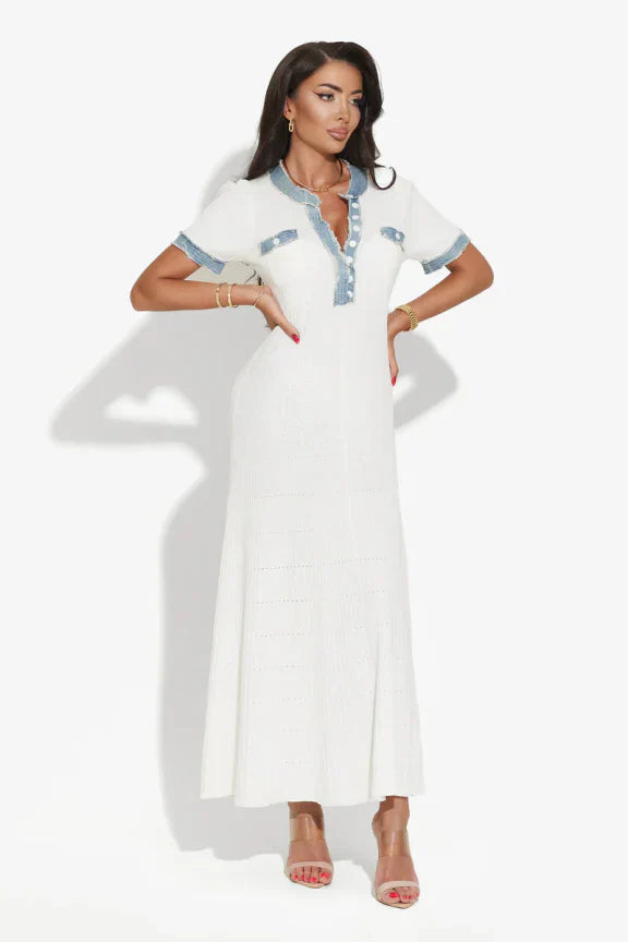 Knitted Dress with Gold Buttons – 154878