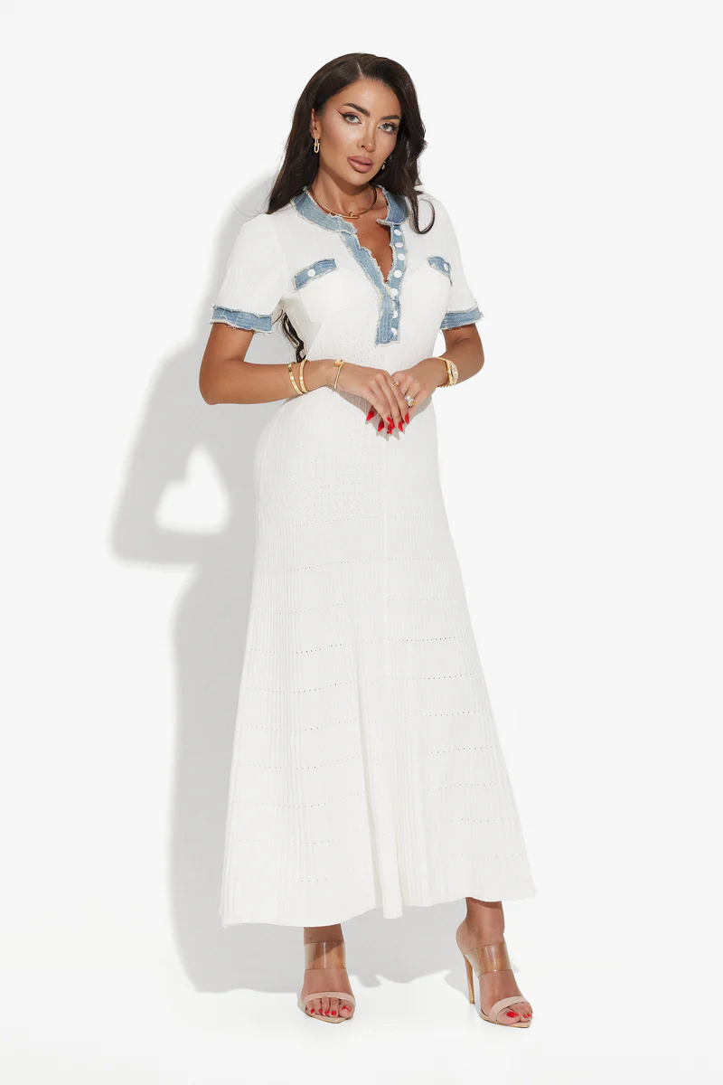 Knitted Dress with Gold Buttons – 154878