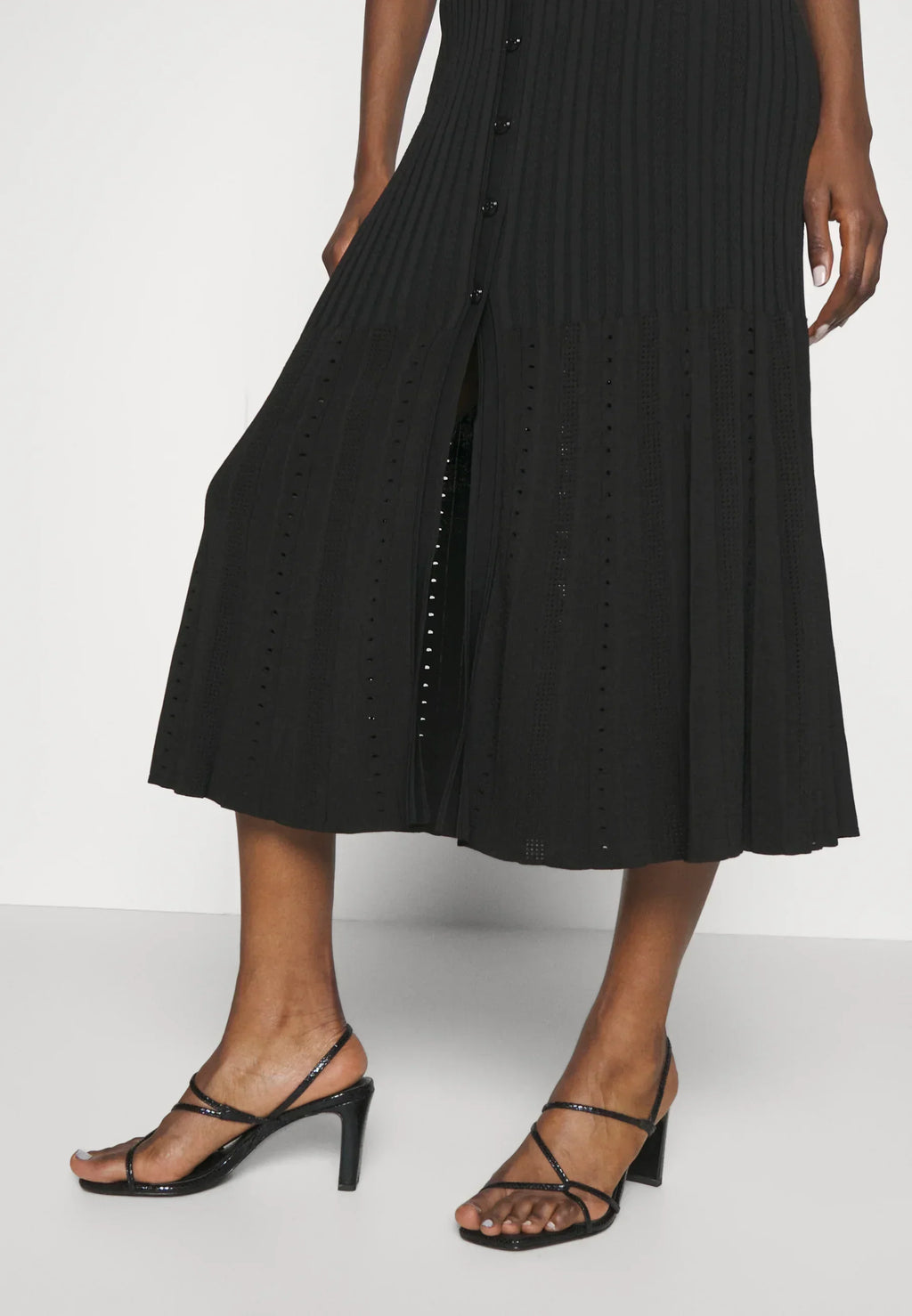 Two-Tone Knitted Dress with Flared Sleeves