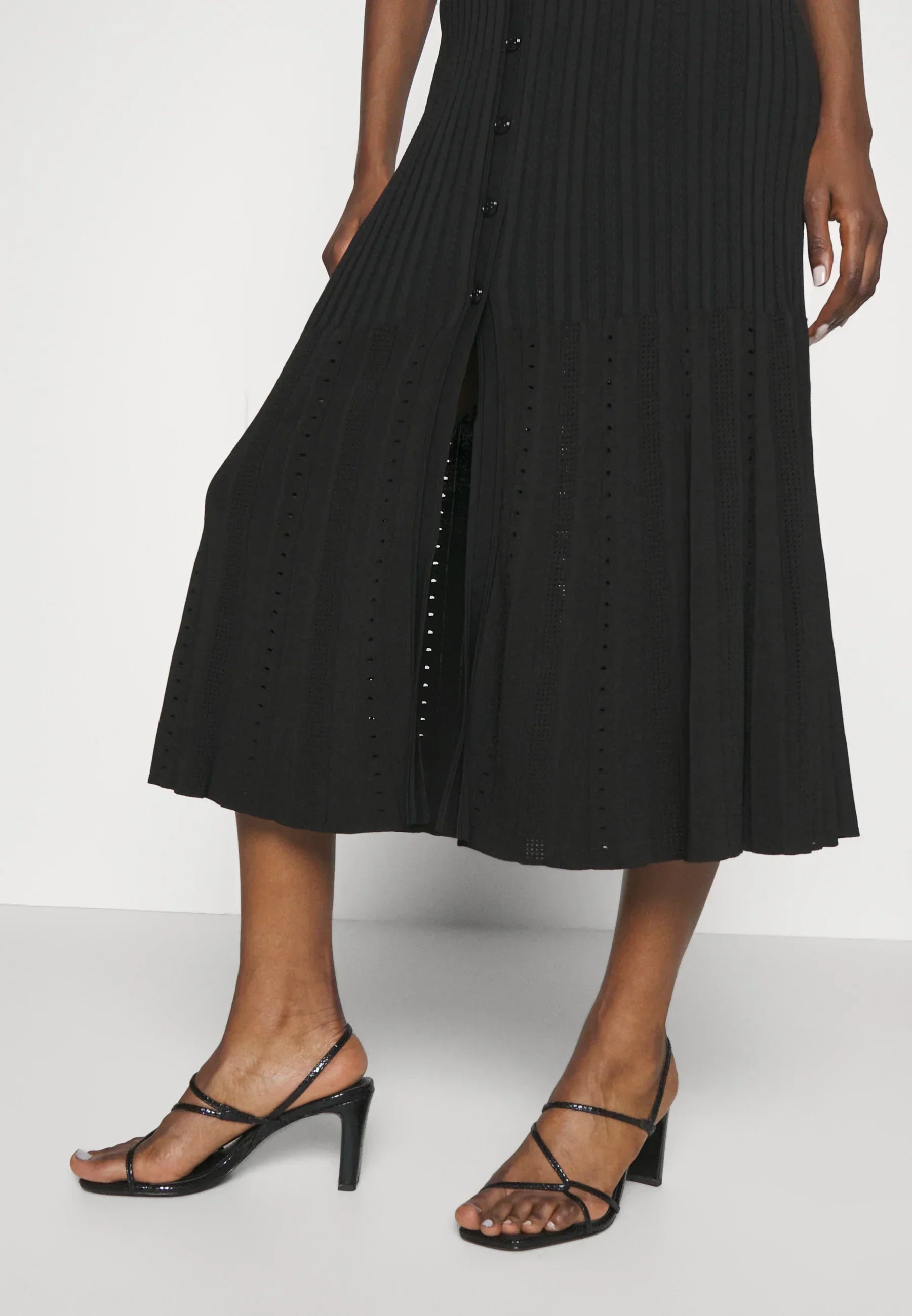 Two-Tone Knitted Dress with Flared Sleeves