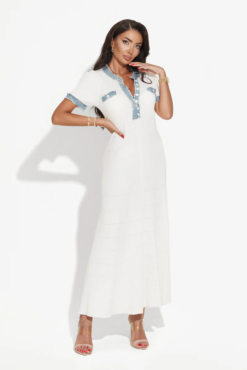 Knitted Dress with Gold Buttons – 154878
