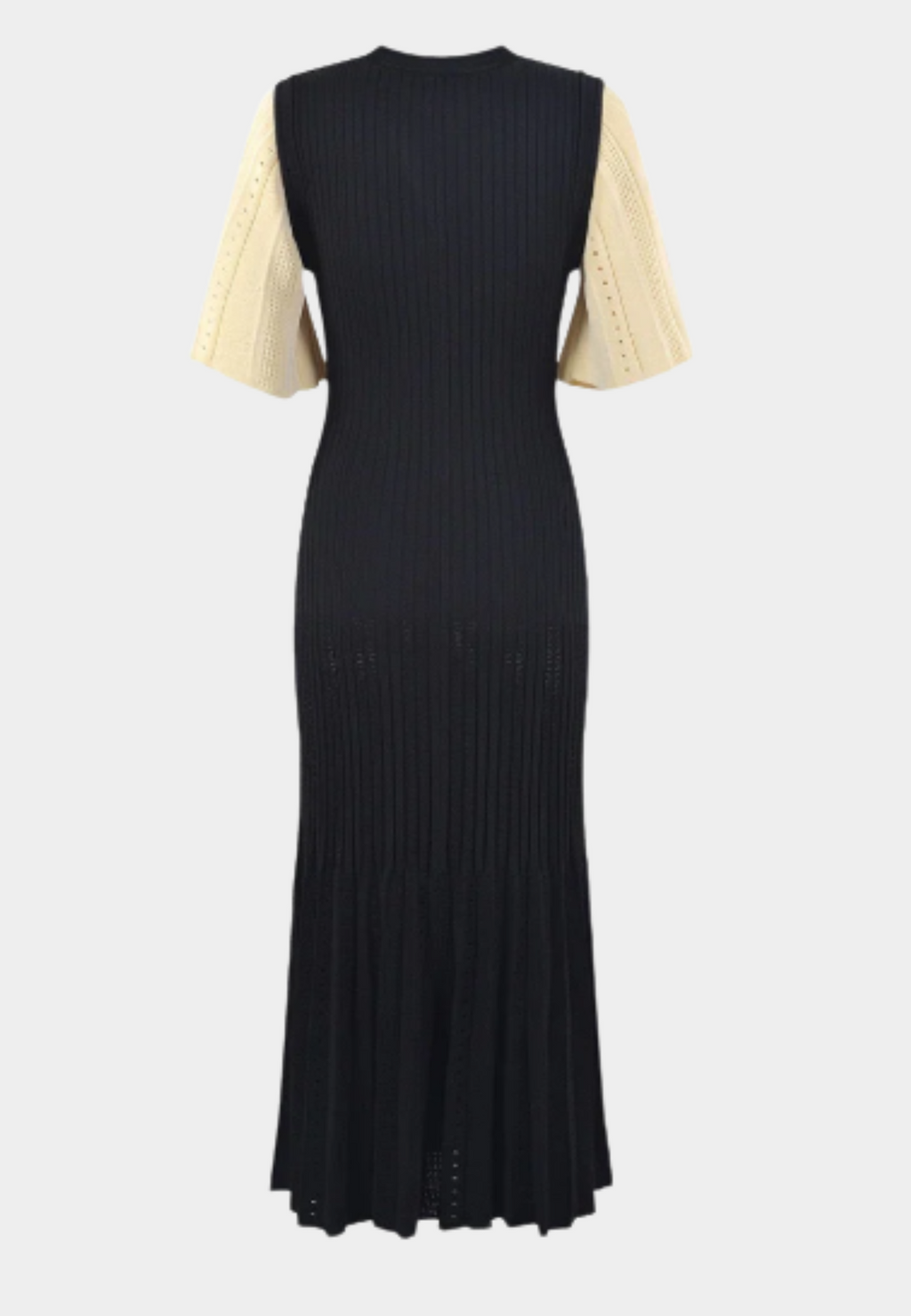 Two-Tone Knitted Dress with Flared Sleeves